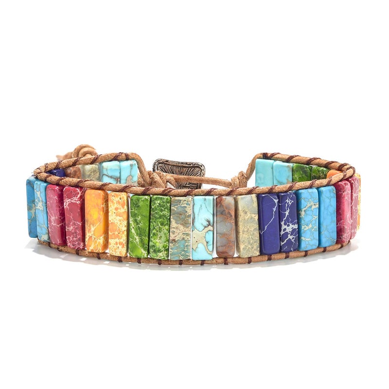 sedmart Fashion Gemstone Handmade Bracelets Jewelry Multicolor Yoga Friendship Boho Leather Bracelets - Image 4